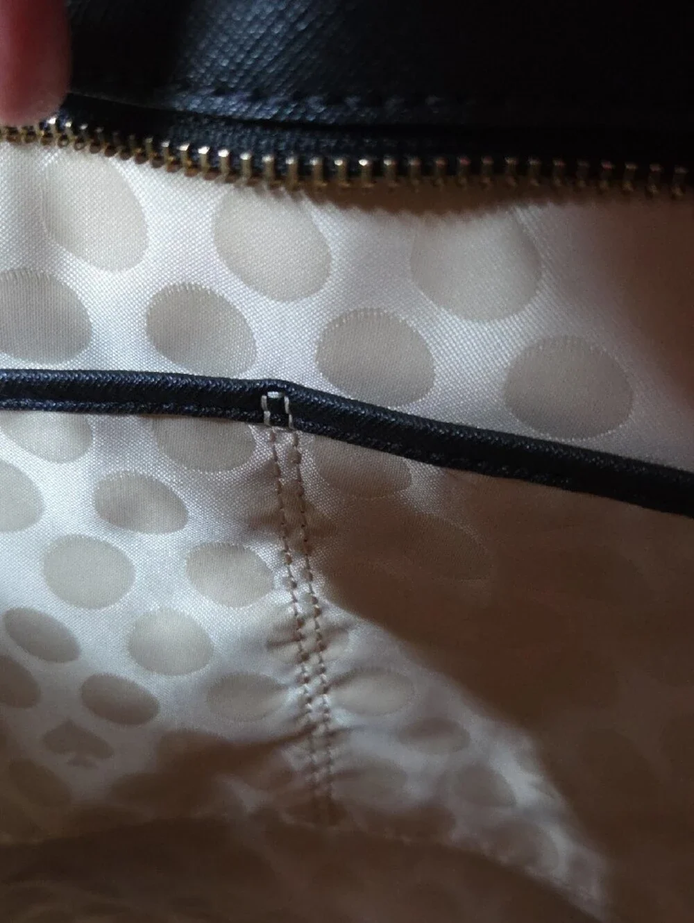 kate spade Black and Cream Center-Stripe Leather Tote